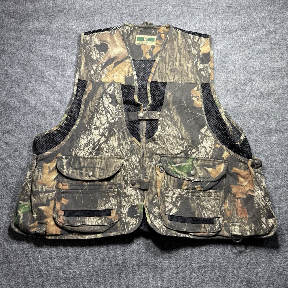 Game Winner Camo Bird Duck Hunting Camo Mesh Vest Full Zip Size X Large